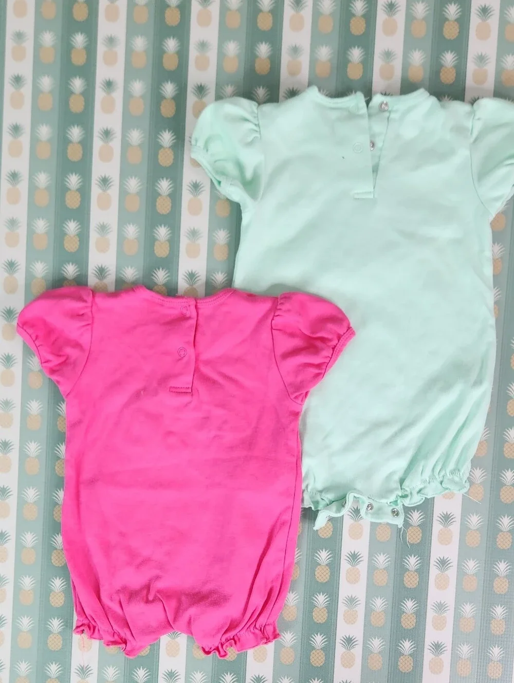 Embroidered 'Lucy' Baby Rompers - Pink & Mint